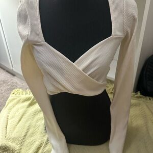 Zara Cream Ribbed Crop Top